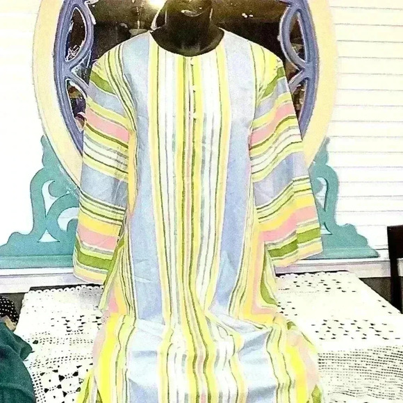 Saks Fifth Avenue Chiha by Jaconelli Rare VintageVertical Pastel Lines H… - Picture 1 of 16